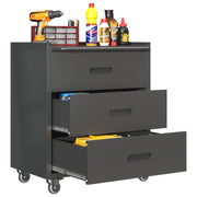 Cassettiera per attrezzi con ruote ¨C zephmum ¨C 3 cassetti, 75x42x88 cm, nero/grigio