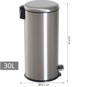 Cestino a pedale 30 L in acciaio inox argento