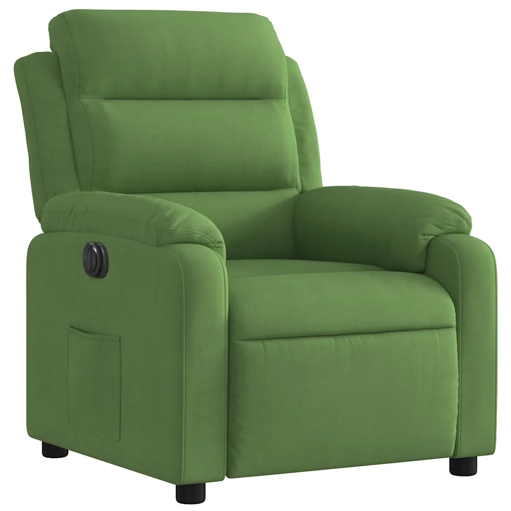 Poltrona Reclinabile Elettrica Verde Chiaro in Velluto 3205073