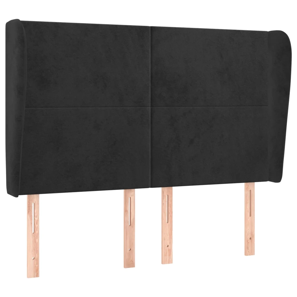 Testiera | Testata ad Orecchio Nera 147 x 23 x 118/128 cm in Velluto