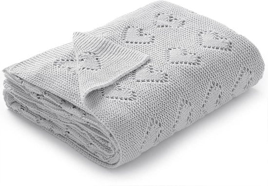 Coperta per bambini in cotone 100% tessuta a maglia, celluloide, 80 x 100 cm - grigio