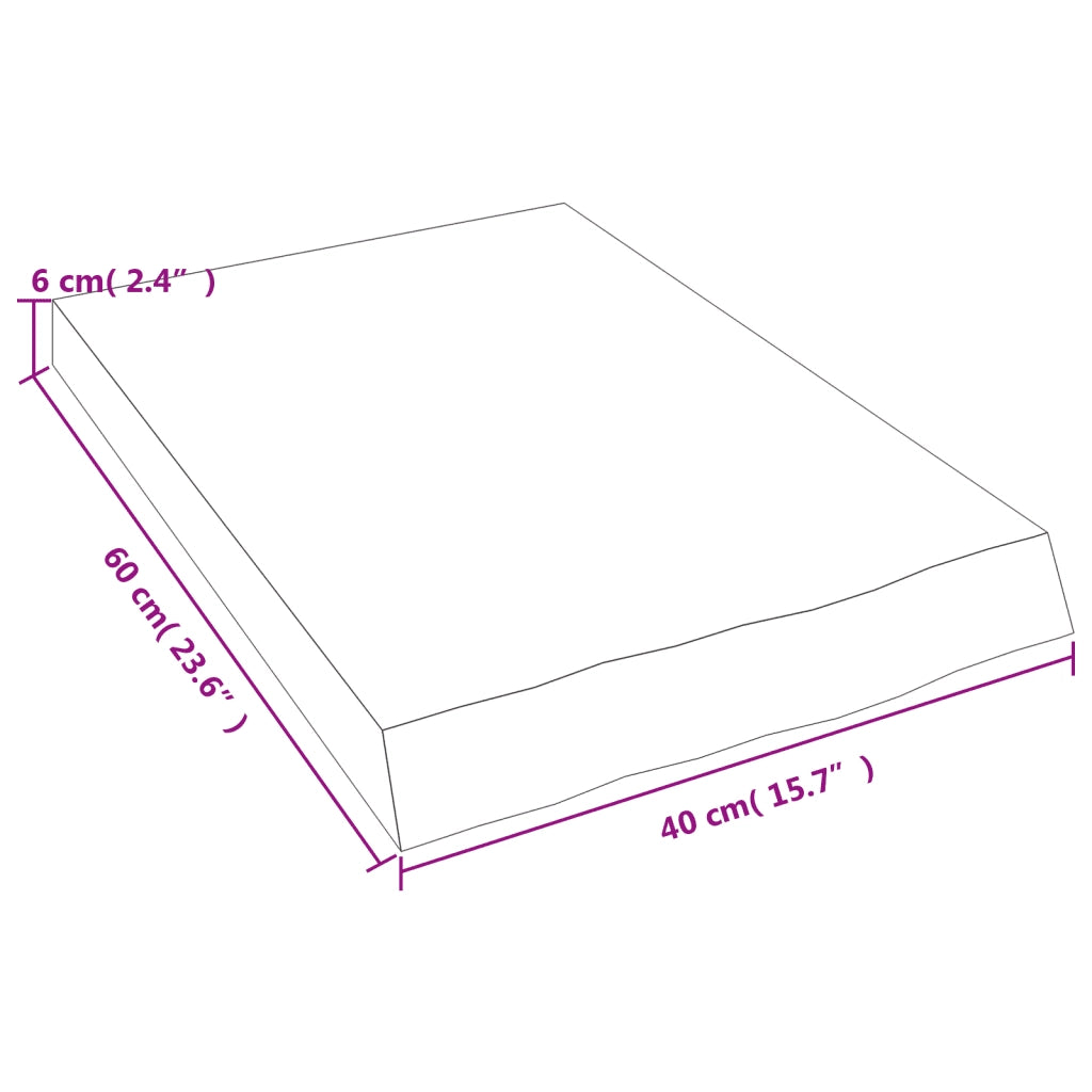 Ripiano a Parete 40x60x(2-6) cm Massello Rovere Non Trattato