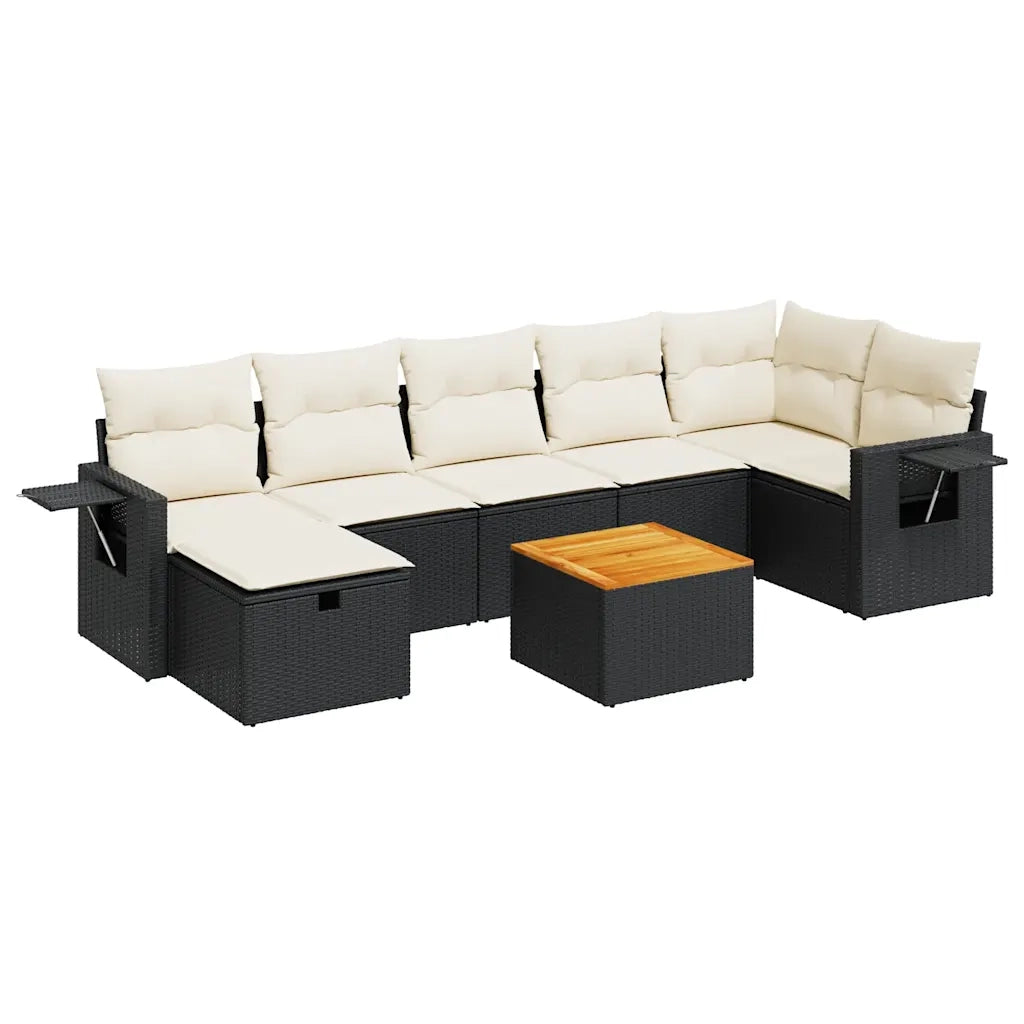 Set Divani da Giardino con Cuscini 8 pz Nero in Polyrattan 3325822