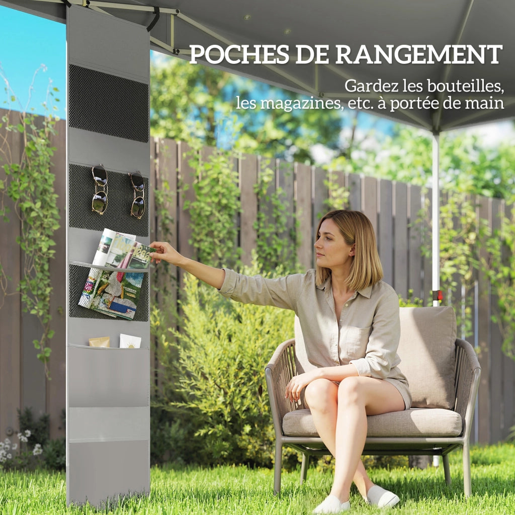 Tenda da giardino pop up 3x3 m ¨C zephmum ¨C Bianco, protezione UV50+, pieghevole, 4 sacchi di sabbia