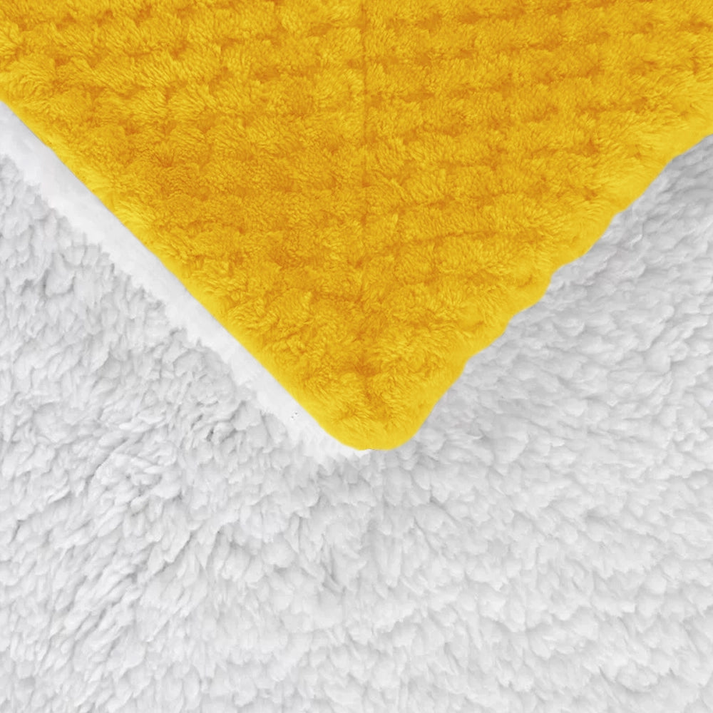 Coperta Plaid in Pile Sherpa Invernale Tinta unita 440 Gr/Mq Senape - Matrimoniale 200x230