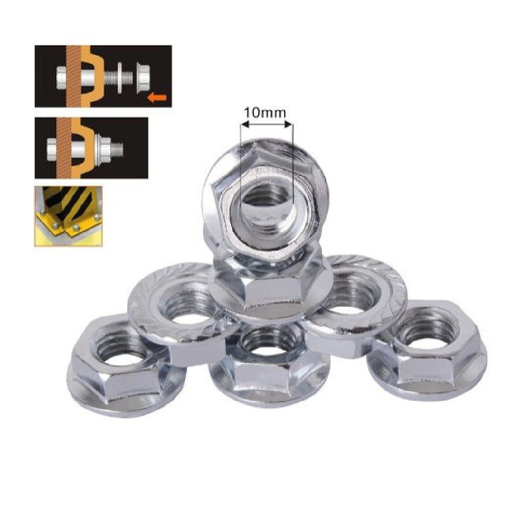 Trade Shop - Set 10pz Dado Esagonale Flangiato Dadi Di Serraggio M10 Bulloni Vite 10mm 94925 -
