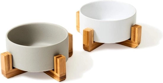 Bowl per cani e gatti 850 ml | Banchi per cani | Banchi per gatti | Boccale ceramico Grigio e Bianco