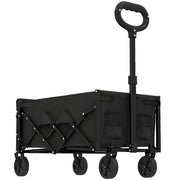 Carrello da Giardino 71x45x86 cm Pieghevole da 60L con Ruote e Lato Apribile in Tessuto Oxford Nero
