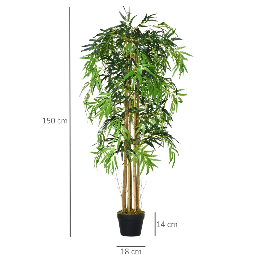 Pianta Artificiale di Bambù H150 cm con Vaso Verde
