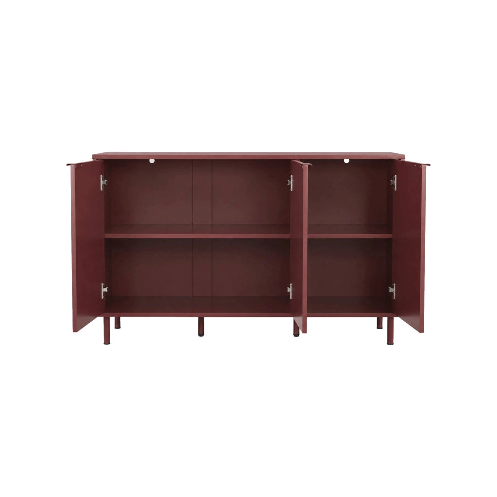Credenza decorativa in legno e metallo 3 ante, 120cm, bordeaux