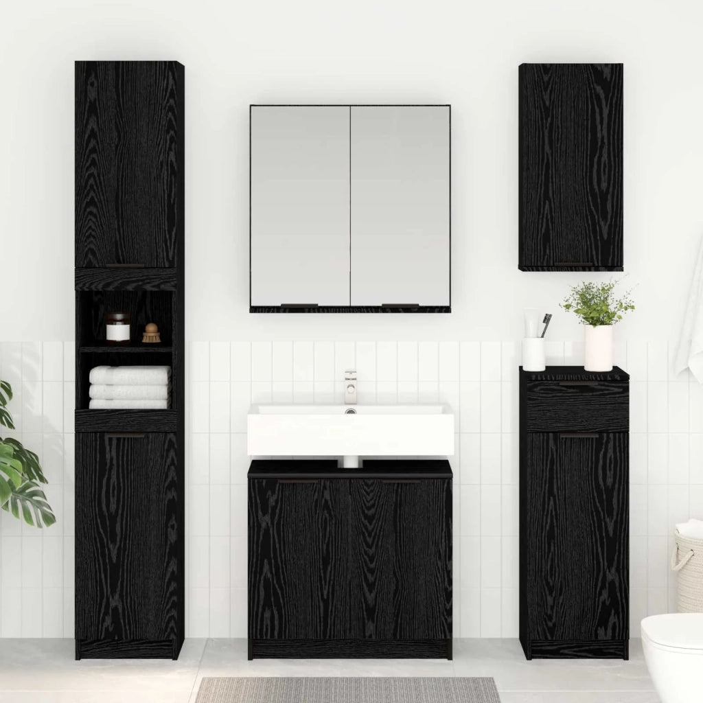Mobile da Bagno con porta Rovere Nero 64,5 x 33,5 x 59 cm