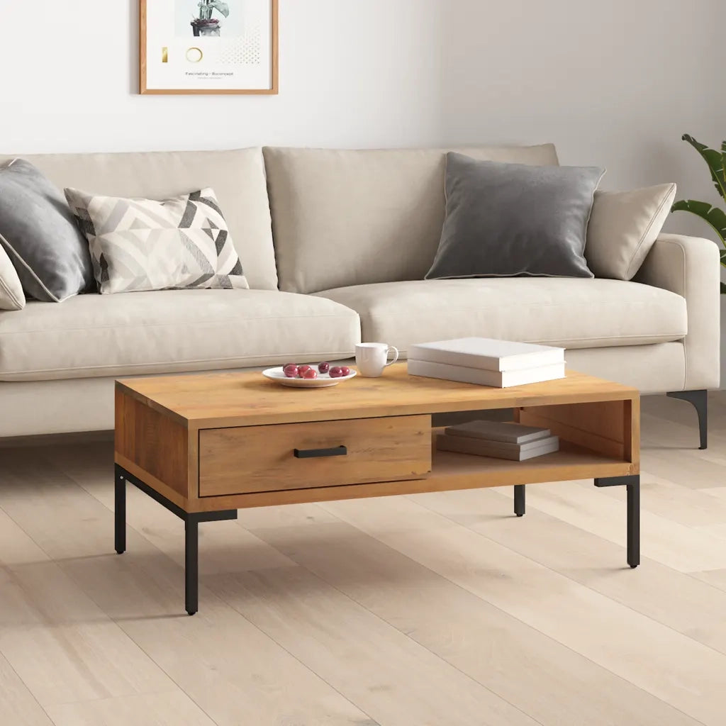 Tavolino da salotto | Tavolino da caff¨¨ | Tavolino da Soggiorno 90x50x35 cm in Legno Massello di Pino