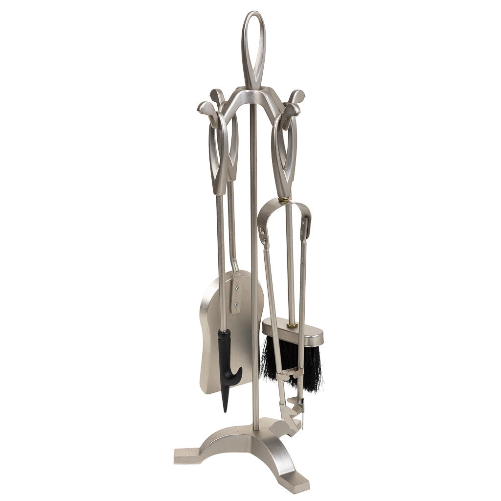 Set di 5 utensili per caminetto in metallo nero