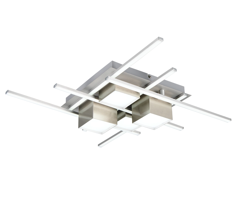 Plafoniera LED, metallo, acciaio, 70x70 cm, Roger