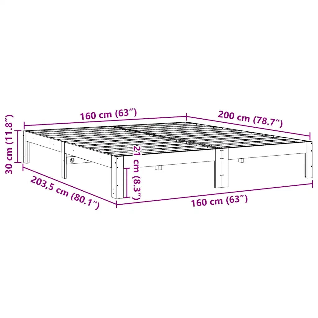 Giroletto senza Materasso 160x200 cm in Legno Massello di Pino 859217