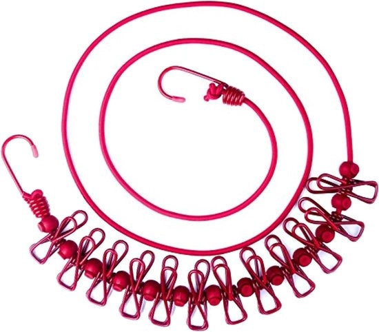 Linea da stendibiancheria portatile a vento resistente per camping vacanze hotel balcone giardino (rosso)