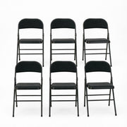 Set di 6 sedie pieghevoli - con seduta imbottita e struttura richiudibile - nero