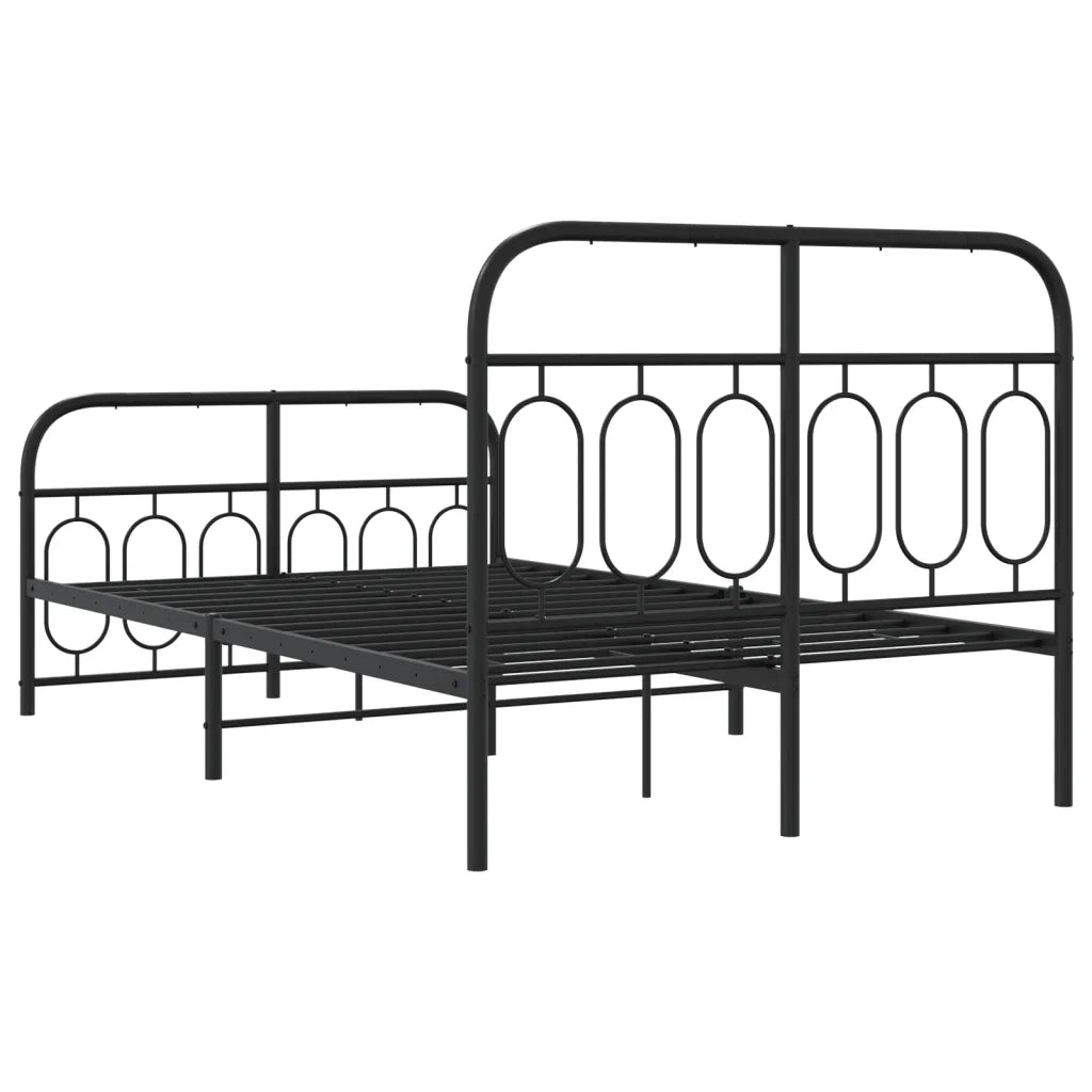 vidaXL Giroletto con Testiera e Pediera Metallo Nero 120x200 cm