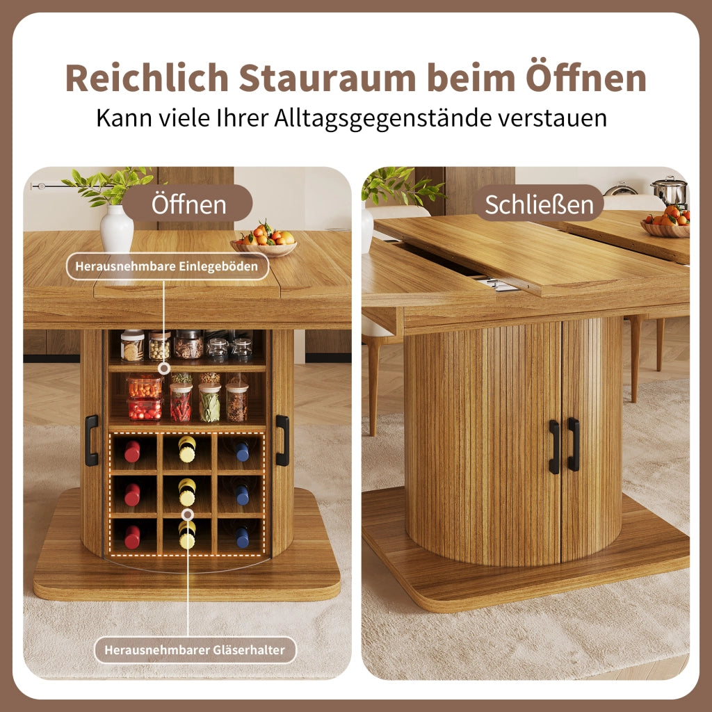 TAVOLO DA PRANZO ALLUNGABILE 118-158x118x76 cm MDF e Metallo Marrone Scuro