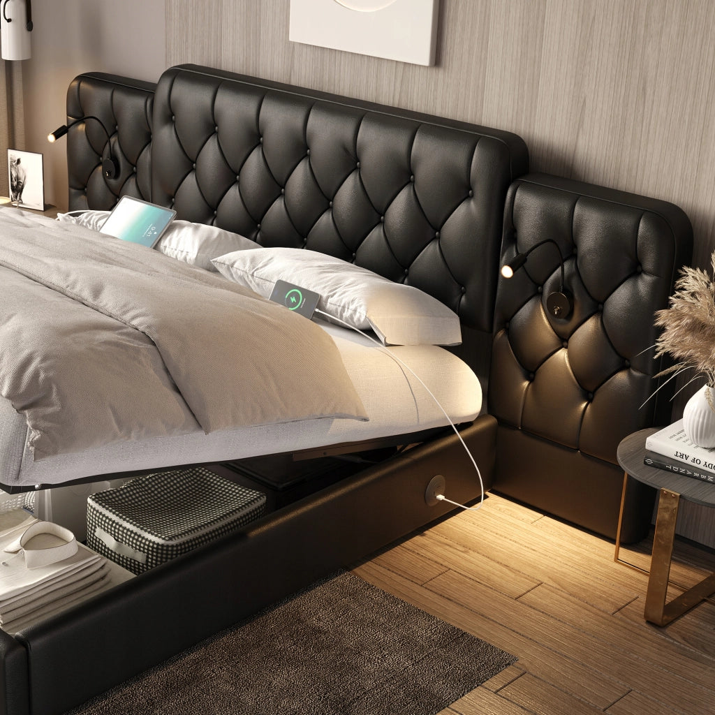 Letto matrimoniale 180x200 - Xylo - Nero velluto con USB
