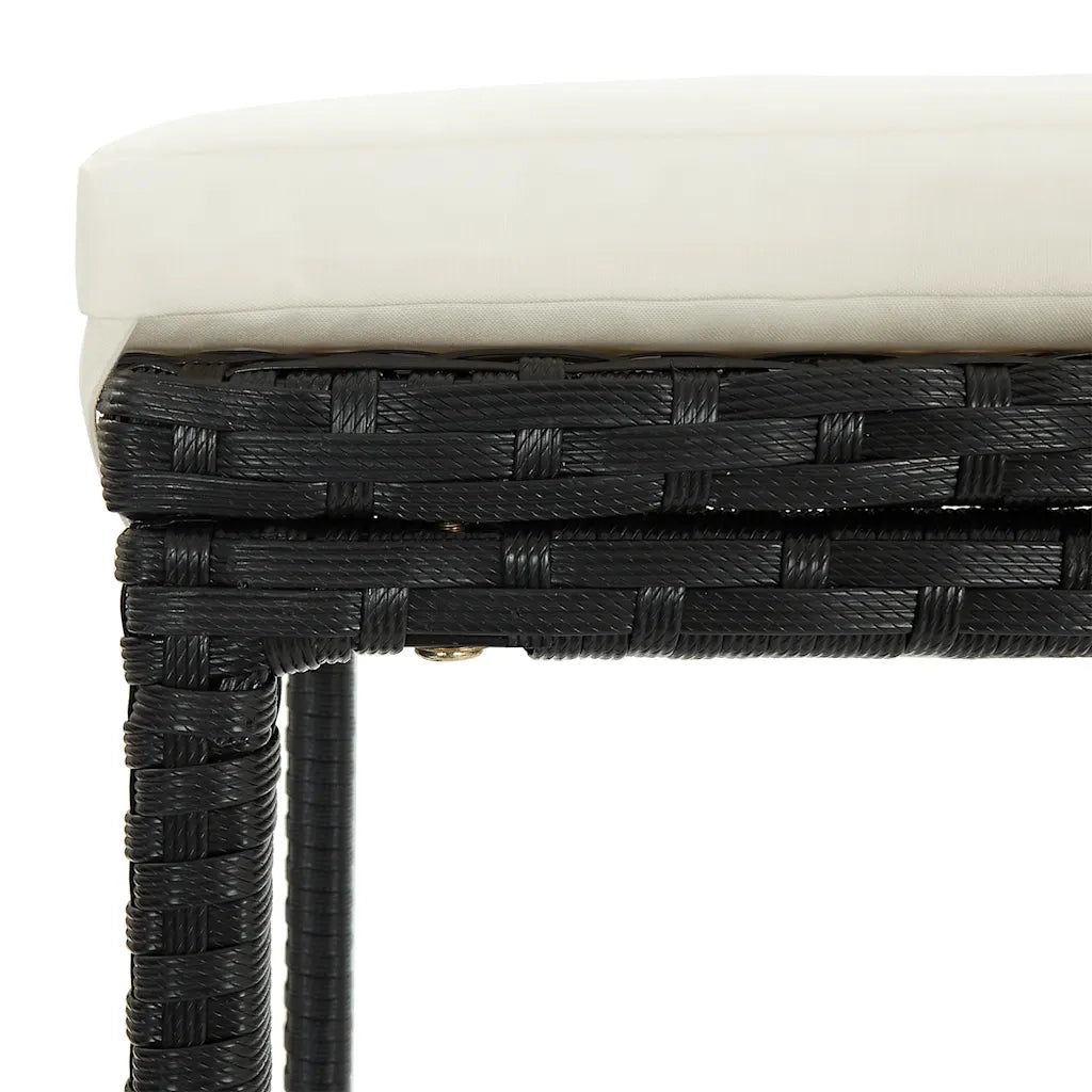 Set Bar da Giardino 5 pz | Set Salotto da Giardino Nero in Legno Acacia e Polyrattan