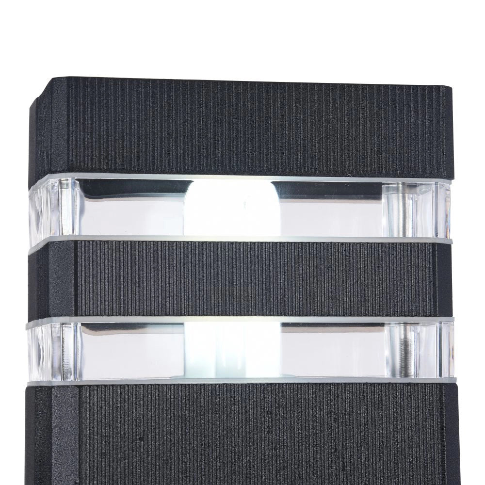 Maytoni Lampada da parete moderna Unter den Linden 2 luci E27 IP54 nero alluminio diffusore plastica trasparente