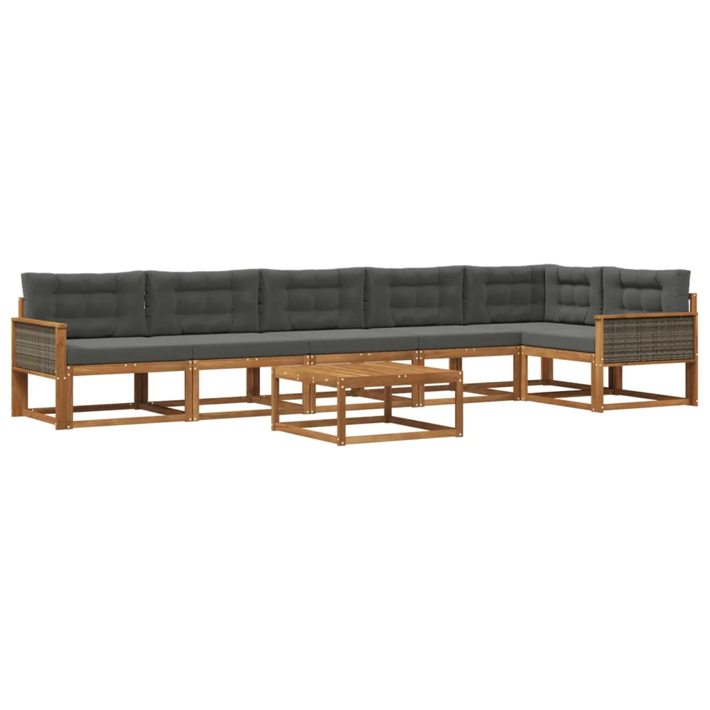 Set di divani da esterno con cuscino 7 pcs Naturale e Antracite