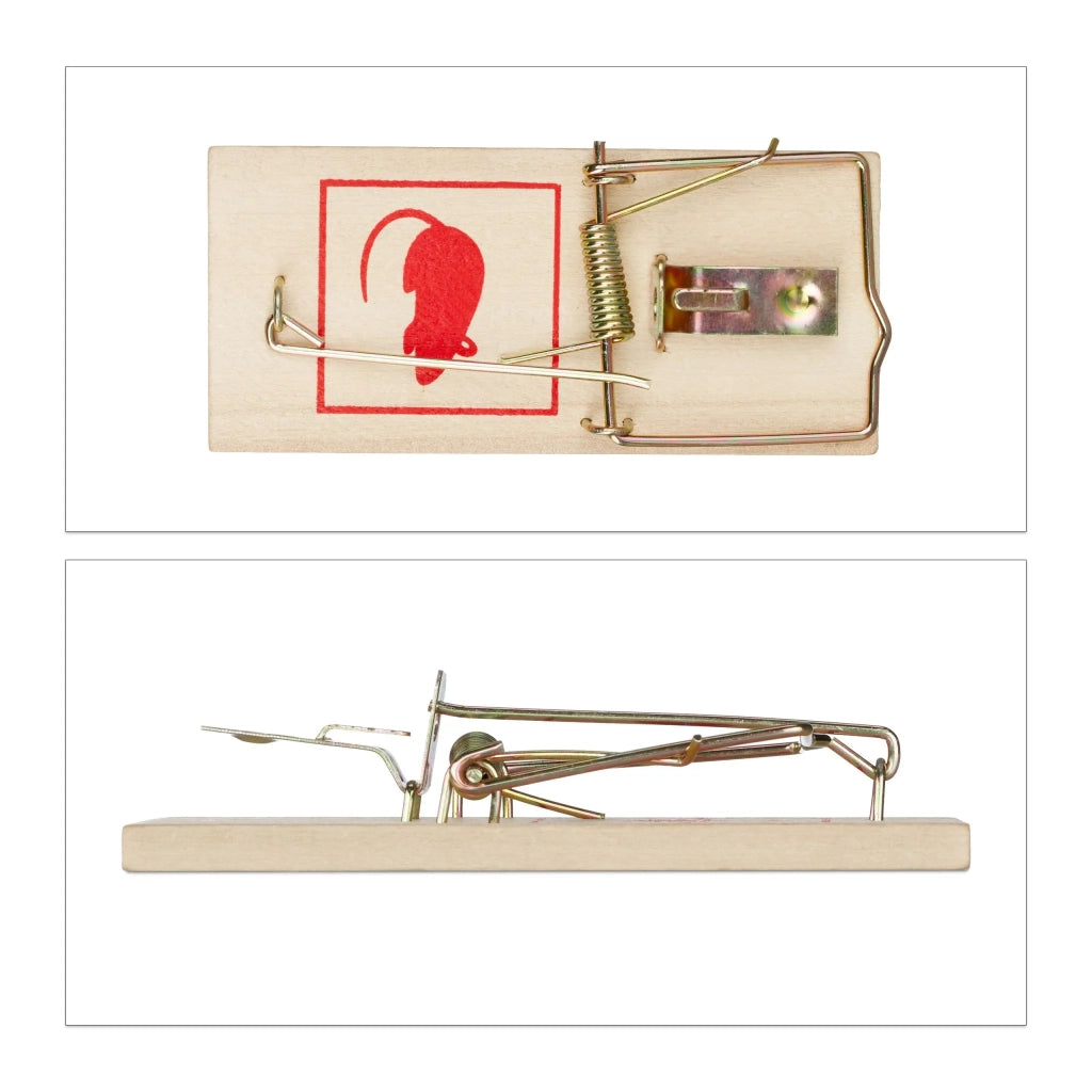 Set di 12 trappole per topi in legno pratiche riutilizzabili per dispensa garage 10 x 4,5 x 2 cm in legno naturale 13_0004215