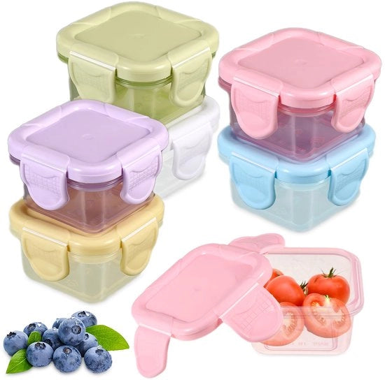 Set di conservazione con 6 piccoli contenitori in plastica con coperchio, contenitori per conservazione con coperchio, set di contenitori per conservazione, contenitori per conservazione piccoli 60 ml per il conservazione di alimenti.
