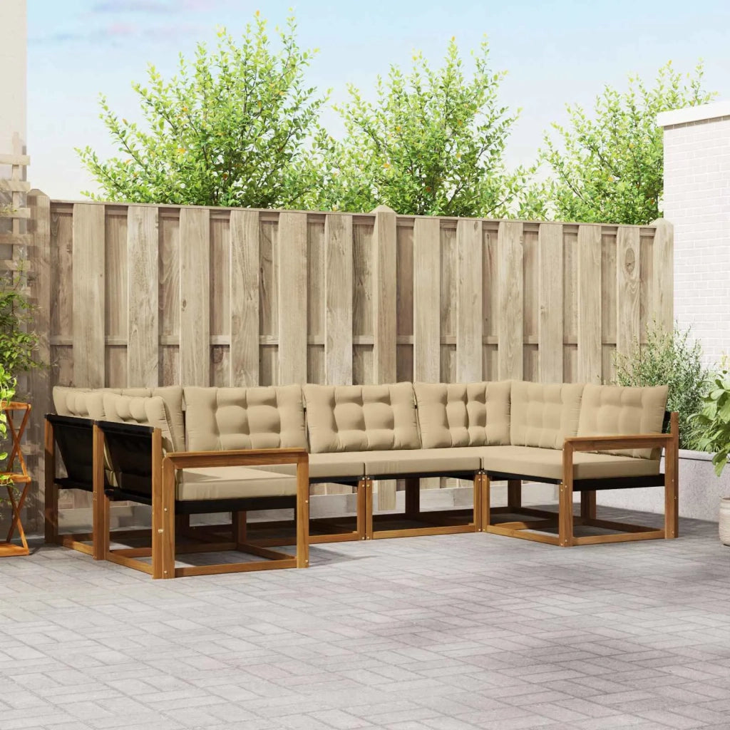 Set di divani da esterno con cuscino 6 pcs Naturale e Beige