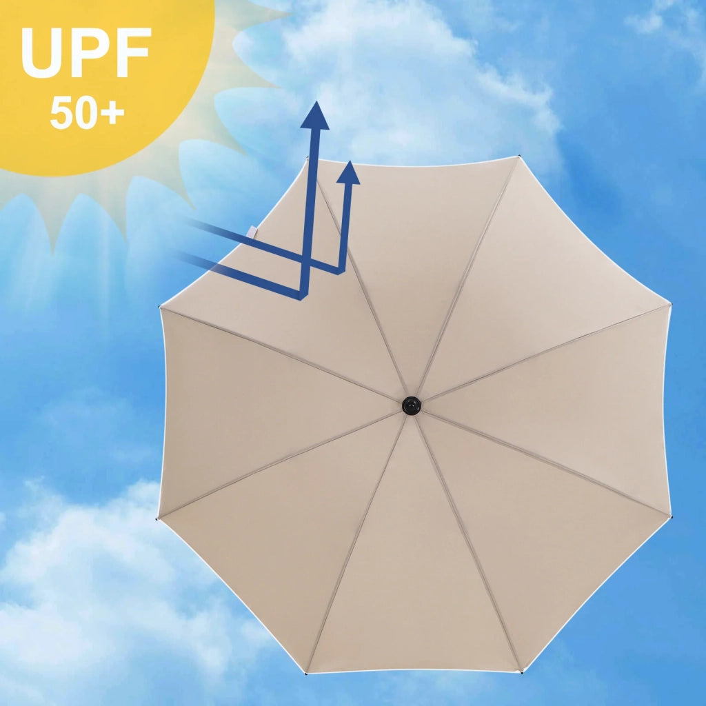 Ombrellone da giardino diametro 1,6 m parasole UPF 50+ inclinabile portatile resistente al vento stecche in fibra di vetro con sacca color tortora 12_0001822