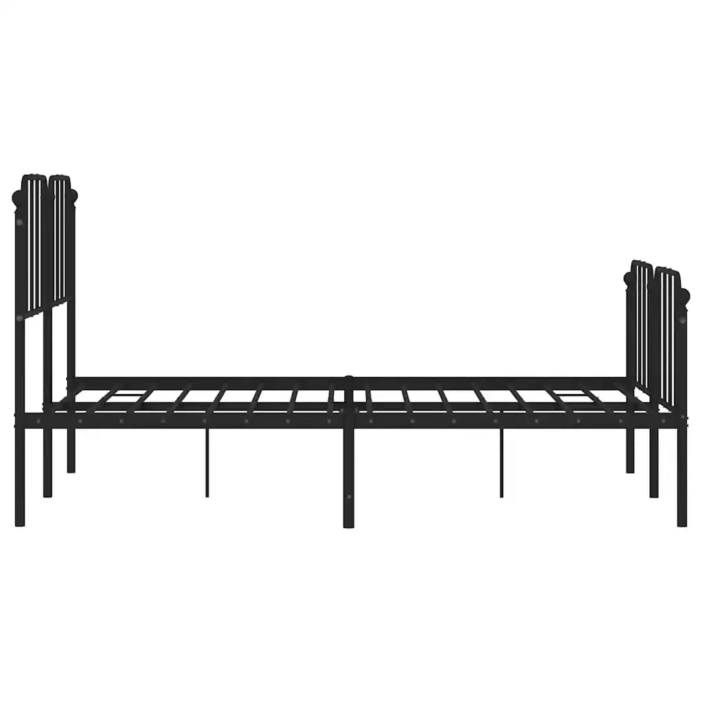 Giroletto con Testiera e Pediera Metallo Nero 150x200 cm 373907