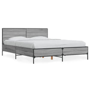 Letto matrimoniale | Letto per adulti | Giroletto Grigio Sonoma 140x200 cm in Legno Multistrato Metallo
