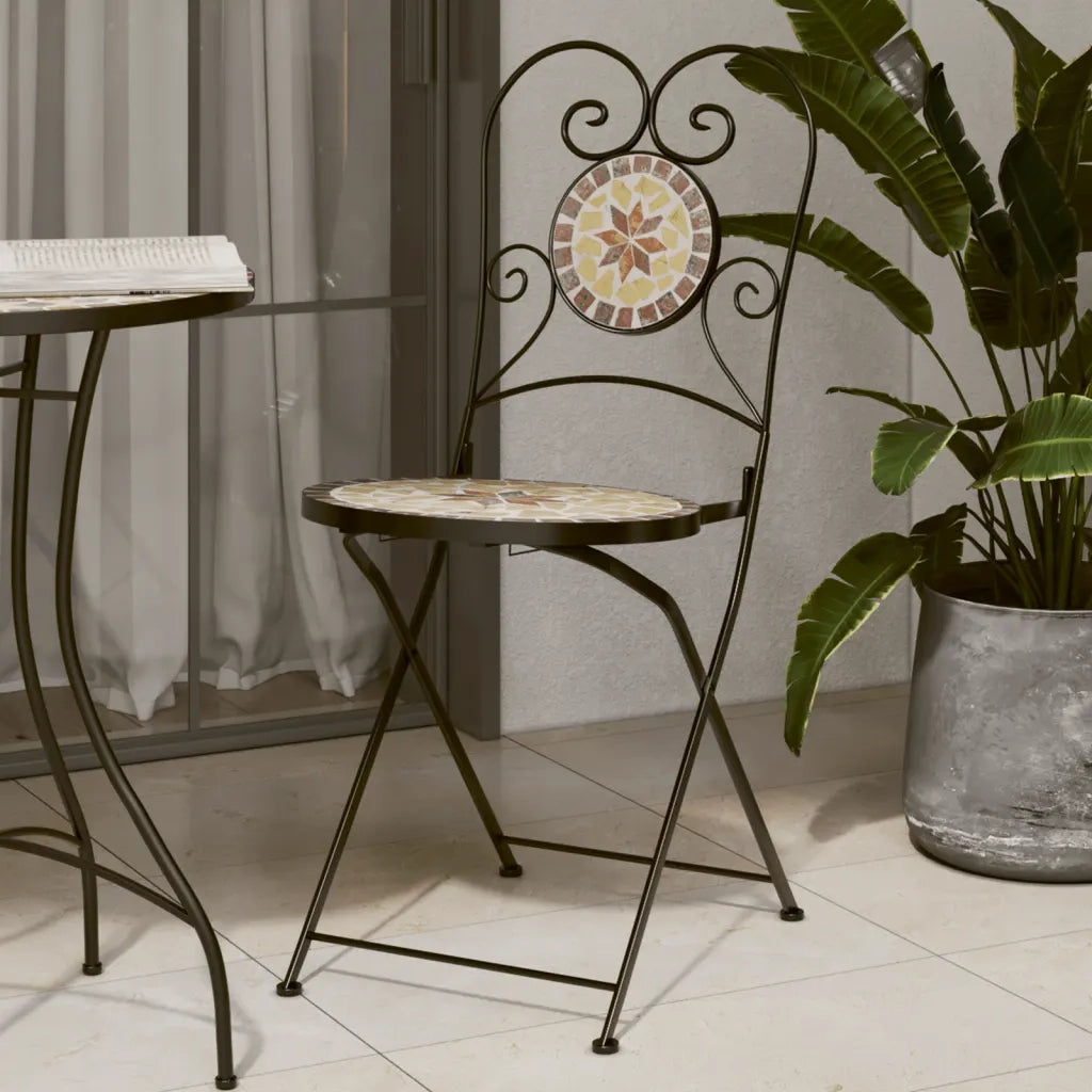 Sedie da Bistrò Pieghevoli 2 pz Terracotta e Bianco in Ceramica 4003407