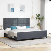 Letto a molle con testiera Grigio scuro 200 x 200 cm Velluto 3345030