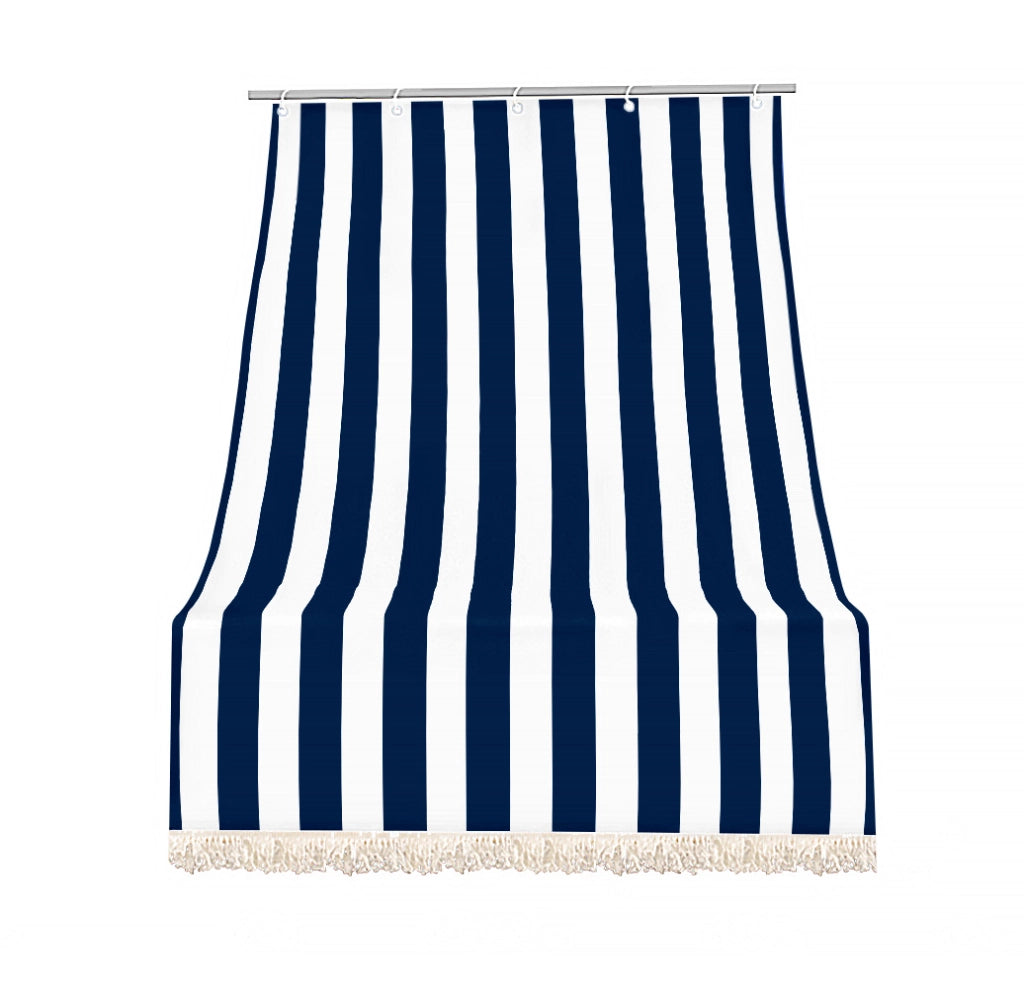 Tenda da sole tessuto resistente per esterno, Terrazzo, con anelli lavabile frange pizzo, da Balcone - Blu - 200x295 cm