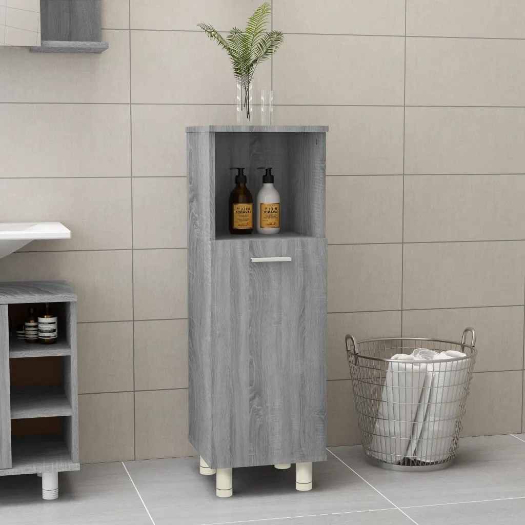 Armadietto Bagno Grigio Sonoma 30x30x95 cm in Legno Multistrato 815607