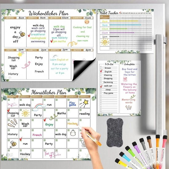 Weekplanner magnetico - 4 pezzi