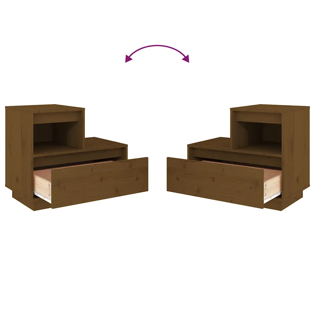 Comodini 2 pz Marrone Ambrato 60x34x51 cm in Legno di Pino 814381