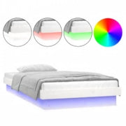 Letto singolo | Letto per adulti | Giroletto con LED Bianco 90x200 cm in Legno Massello