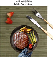 Set di piatti per tavolo da 4, piatti per tavolo in vinile Tessuti lavabili e resistente al calore con superficie antiscivolo Adatto per cucina, famiglia, ristorante, caffetteria (Verde)