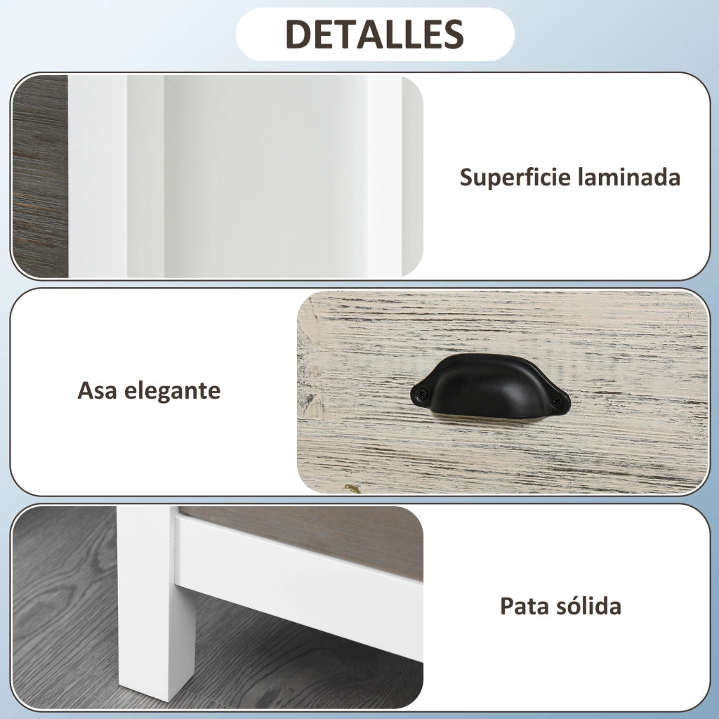 Comodino con 3 Cassetti ¨C Zephmum ¨C Bianco 50x38x65 cm