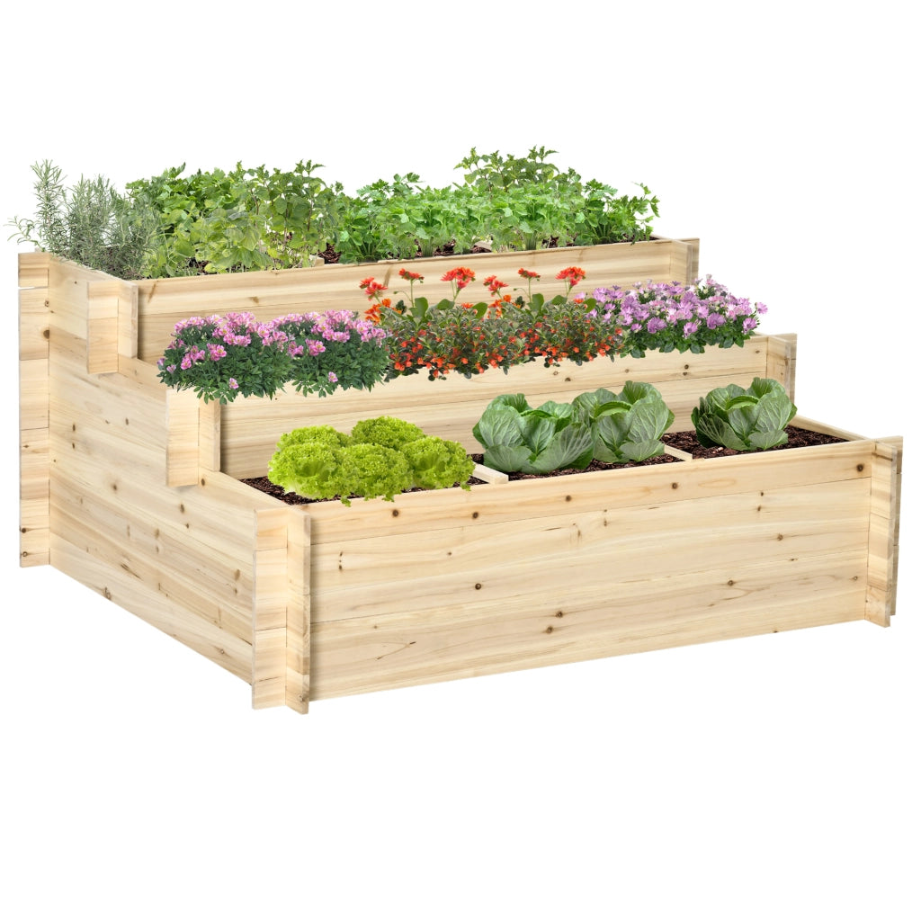 Fioriera 3 livelli per giardino ¨C zephmum ¨C Legno di abete con tessuto