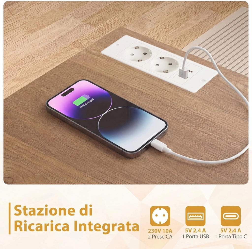 Carrello da Cucina con Ruote, Isola da Cucina con 3 Portaspezie 1 Cassetto Armadietto a 2 Porte, Carrello Portaoggetti con Portasciugamani, 82x46x92 cm (Bianco, con presa)