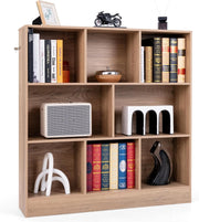 Libreria a 8 Cubi, Organizzatore di Stoccaggio a 3 Ripiani con 2 Kit Anti-Ribaltamento, Scaffale Multiuso in Legno per Soggiorno, Ufficio Stanza Bambini, 100x24x104 cm (Naturale)