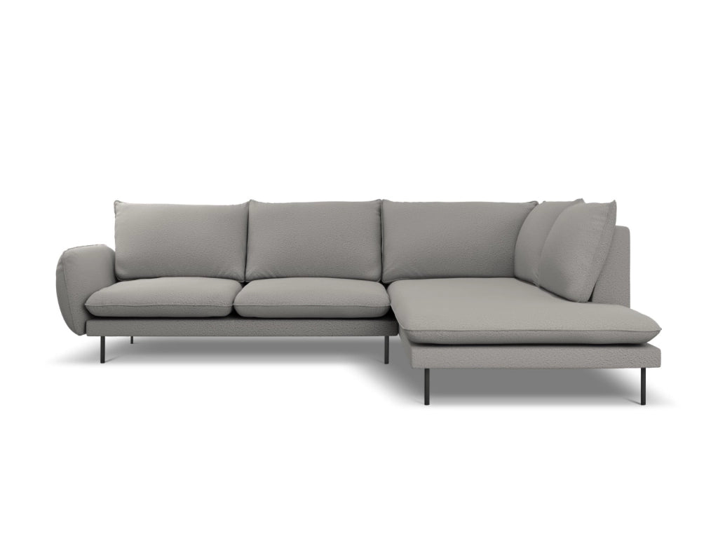 Cosmopolitan Design - Divano angolare destro "Vienna" 6 posti in bouclé grigio 