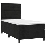 Letto singolo | Letto per adulti | Letto a Molle con Materasso e LED Nero 90x190 cm in Velluto