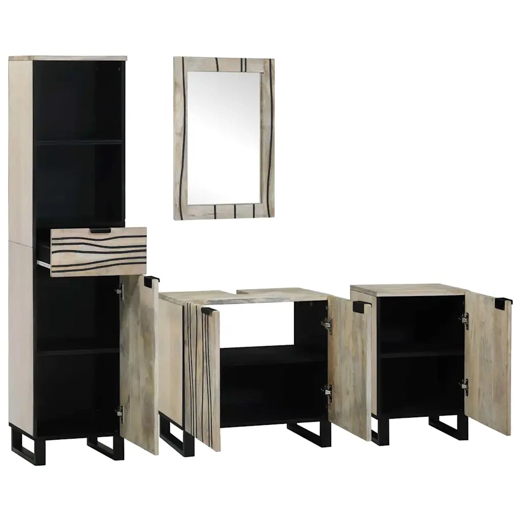 Set di mobili per il bagno 4 pcs Marrone Noce Legno multistrato 3310050