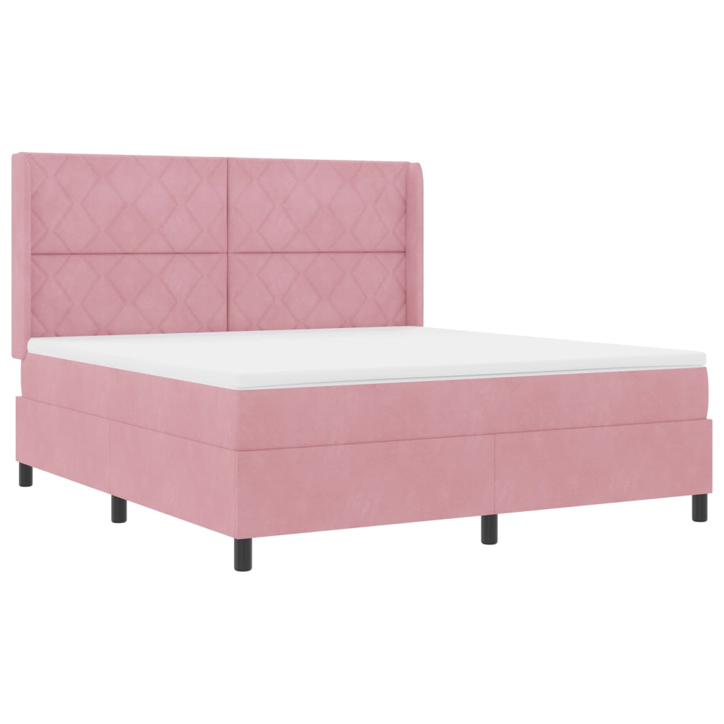 Letto a doghe con materasso e LED Rosa 180x200 cm Velluto