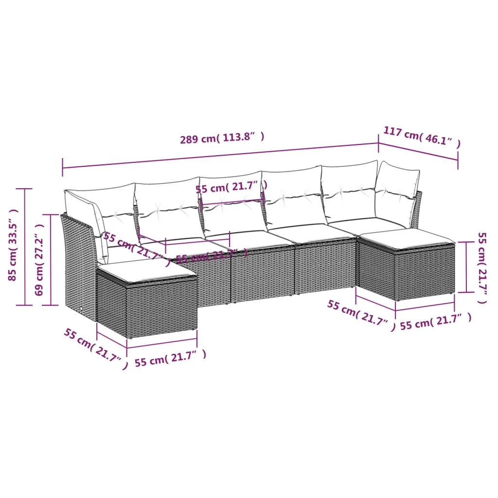 Set Divani da Giardino con Cuscini 8 pz Nero in Polyrattan